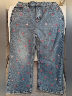 Oli And Hali Oh Jeans,  Women's  Straight Leg Jeans with Pink & Red Heart Print